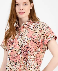 Tommy Hilfiger Women's Floral-Print Cotton Modern Camp Shirt