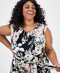 Kasper Plus Floral-Print Midi Dress
