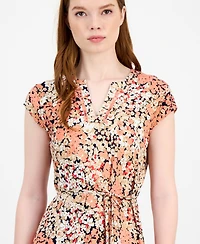 Tommy Hilfiger Women's Floral-Print Ladder-Trim Midi Dress