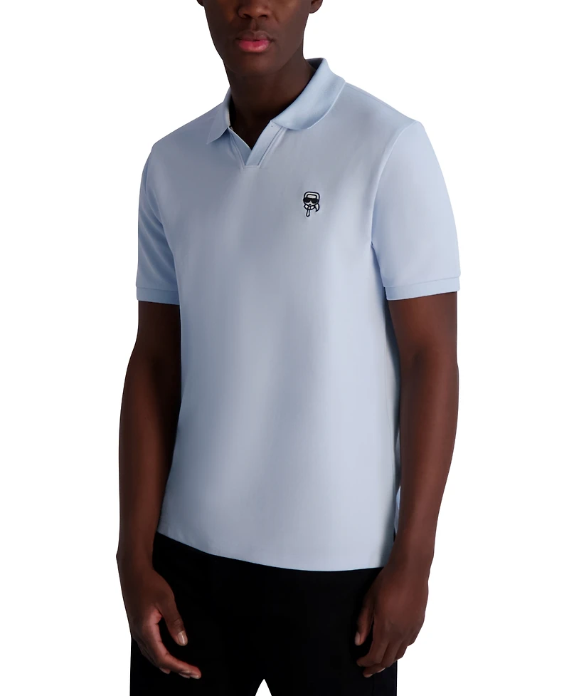 Karl Lagerfeld Paris Men's Short Sleeve Head Logo Pique Polo Shirt