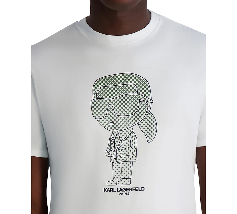 Karl Lagerfeld Paris Men's Short Sleeve Crewneck Rubberized Character Graphic T-Shirt