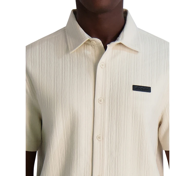 Karl Lagerfeld Paris Men's Short Sleeve Button Front Shirt