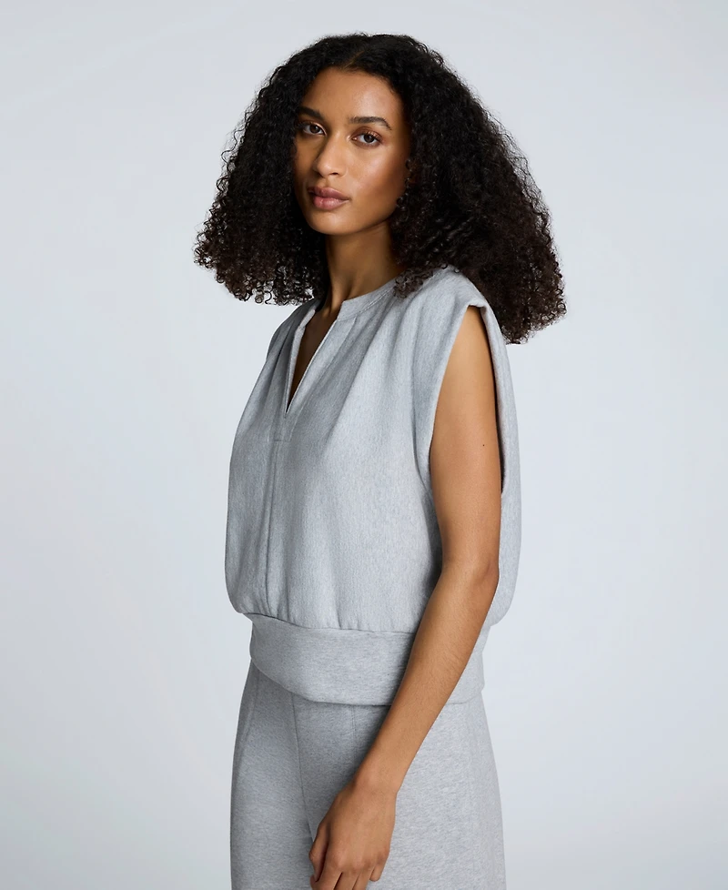 Kenneth Cole Women's Pleated-Shoulder Split-Neck Tank Top