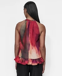 Dkny Women's Printed High-Neck Sleeveless Peplum Top
