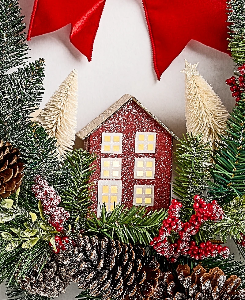 Holiday Lane Heritage House in Greenery Half Wreath, Macy's Exclusive