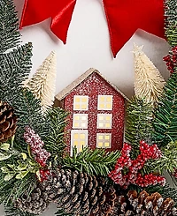 Holiday Lane Heritage House in Greenery Half Wreath, Macy's Exclusive