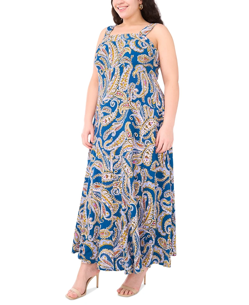 Msk Plus Paisley Square-Neck Sleeveless Maxi Dress
