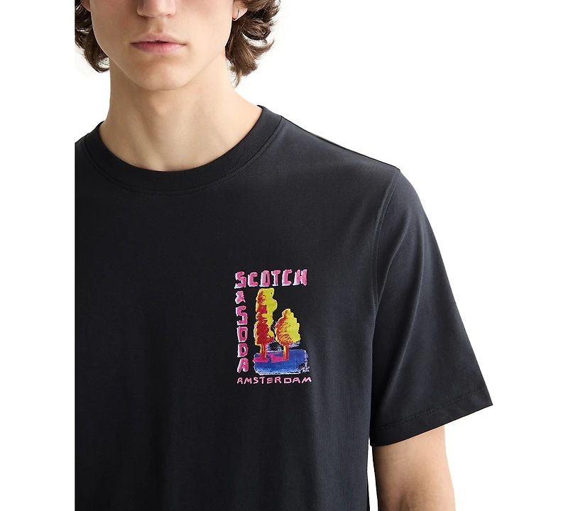 Scotch & Soda Men's Short Sleeve Double Graphic Crewneck T-Shirt