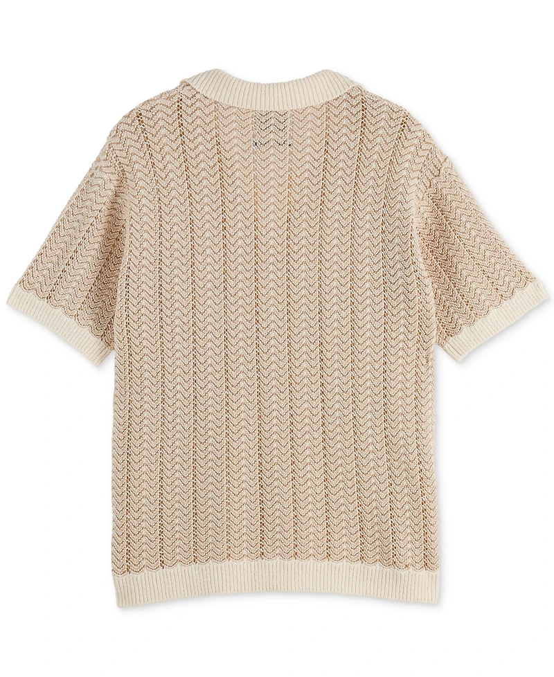 Scotch & Soda Men's Structured Knit Sweater Polo Shirt