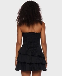 Alex & Sophia Juniors' Strapless Tiered-Hem Mini Dress