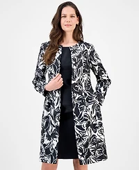 Le Suit Petite Floral-Print Jewel-Neck Jacket Topper & Empire Seamed Dress, Regular