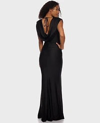 Alex & Sophia Juniors' Cowlneck Ruched Maxi Dress