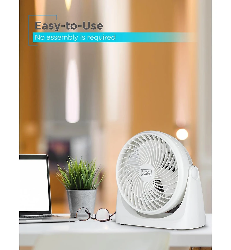 Black+Decker 7-Inch Small Self-Standing Adjustable Portable Fan with 3-Speed Settings, Portable Turbo Fan for Table and Desk with 90° Tilt Angle,