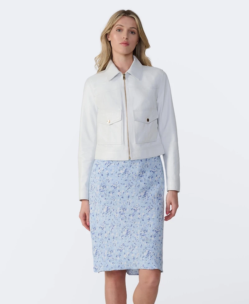 Furniq Uk Women's Bomber Leather Jacket, Created for Macy's