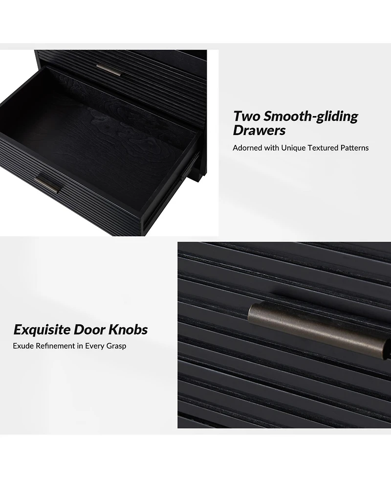 Mid-century Lorenz Nightstand with Usb and Led Light