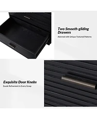Mid-century Lorenz Nightstand with Usb and Led Light