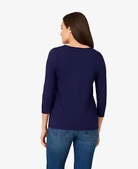 Cable & Gauge Women's Button Shoulder Top