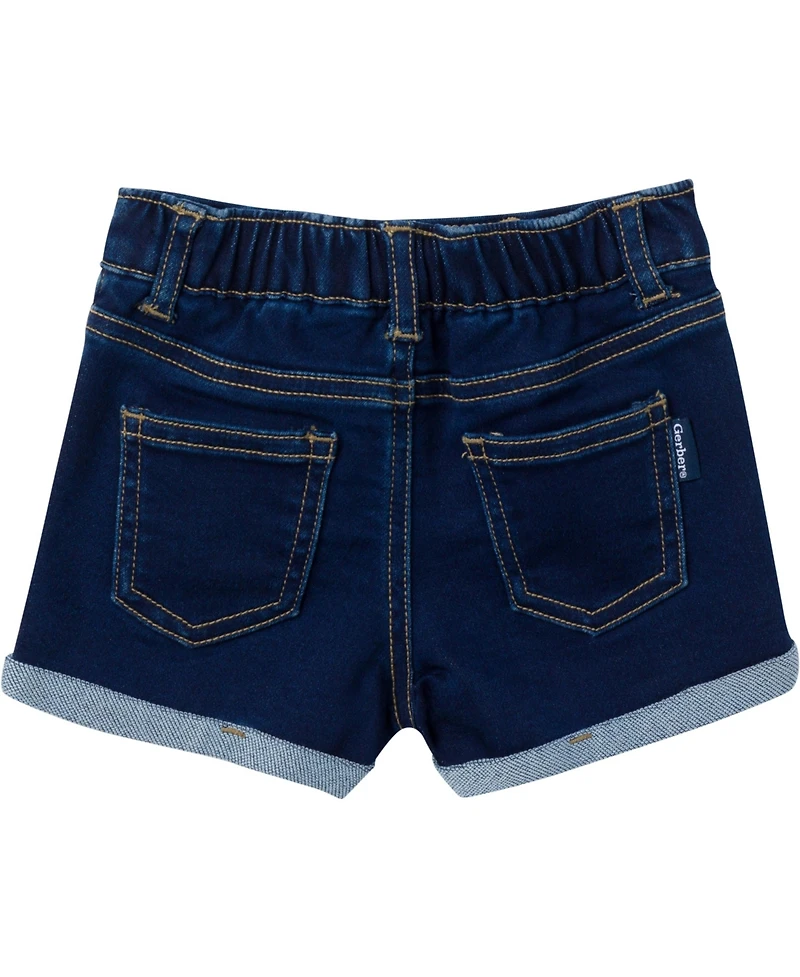 Gerber Toddler Gender Neutral Cuffed Denim Shorts, Light Wash