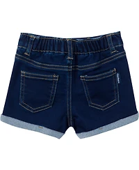 Gerber Toddler Gender Neutral Cuffed Denim Shorts, Light Wash