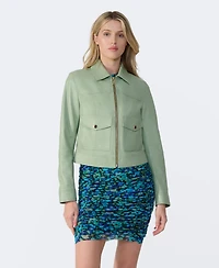 Furniq Uk Women's Bomber Leather Jacket, Created for Macy's