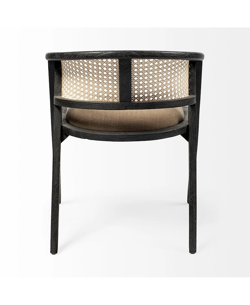 Open Back Linen Dining Arm Chair with Cushioned Seat for Home or Restaurant Use