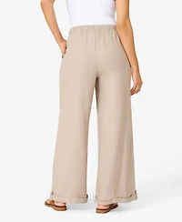 Cable & Gauge Women's Linen Blend Straight Leg Pant