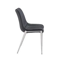 Set of Two Upholstered Faux Leather Open Back Dining Side Chairs