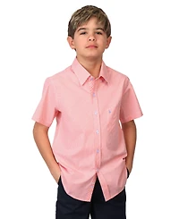 Tailorbyrd Big Boys Signature Micro Gingham Short Sleeve Shirt