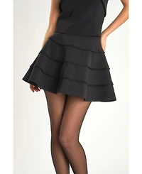 endless rose Women's Pearl Trim Circle Skirt