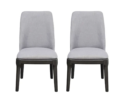 Linen Upholstered Dining Chairs Set of 2 for Dining Room Table or Seating Area