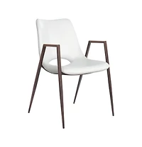 Set of 2 Upholstered Faux Leather Dining Chairs with Armrests and Open Back