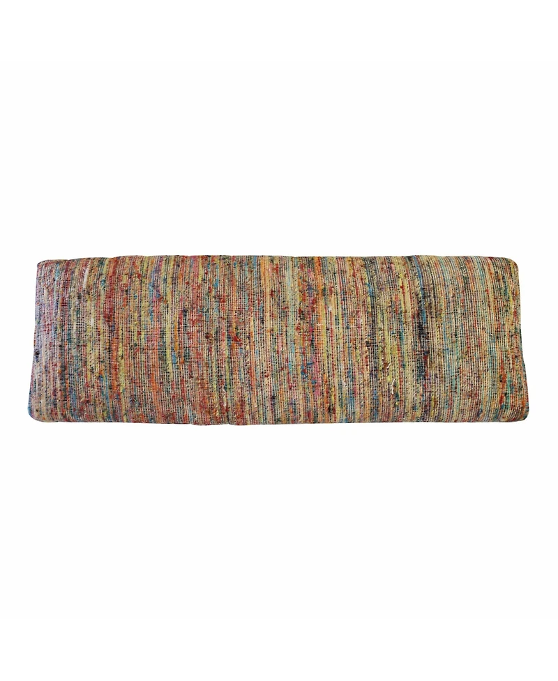Rainbow Stripe Upholstered Bench with Legs for Living Room or Entryway