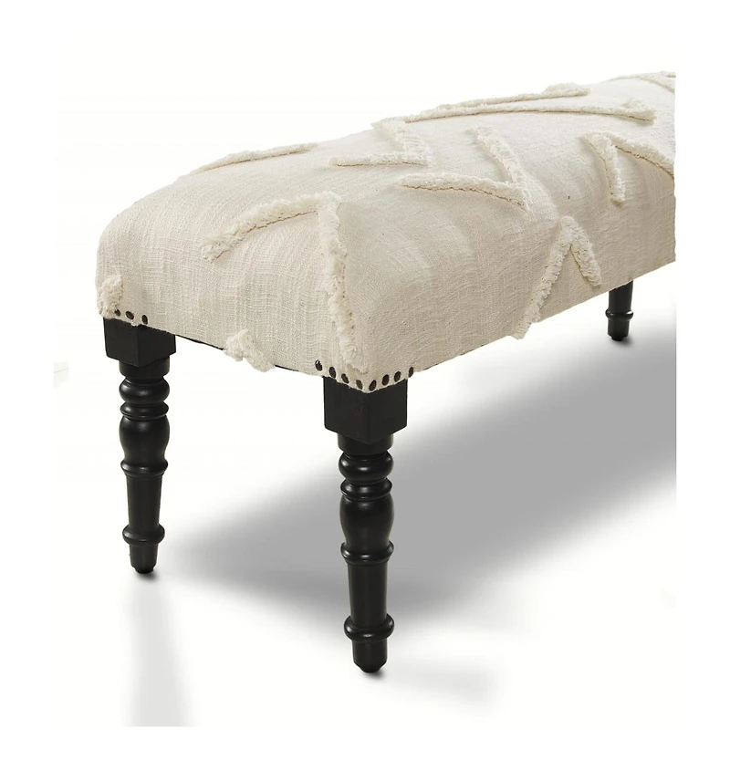 Decorative Upholstered Bench with Sculptural Legs for Hallway or End of Bed