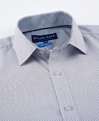 Dylan Park Men's Four Way Stretch Plaid Button Down Dress Shirt