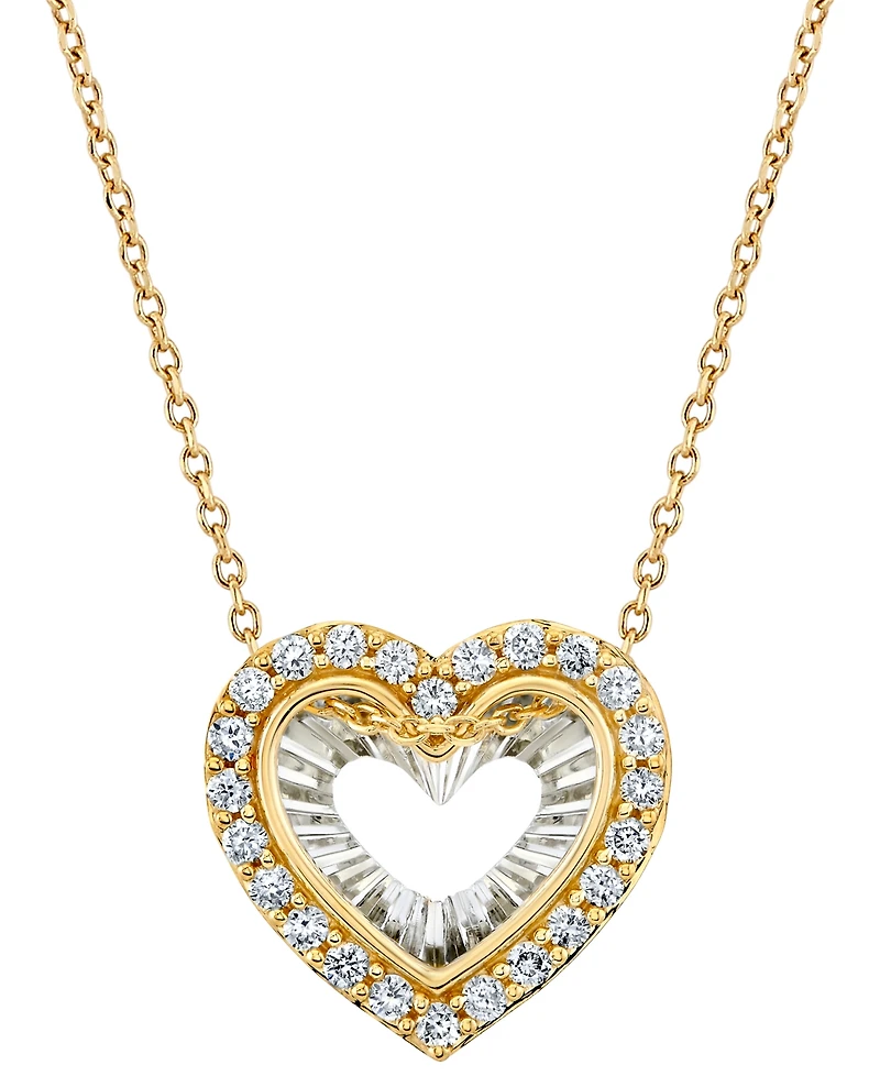 Diamond Heart 18" Pendant Necklace (1/4 ct. t.w.) in 14k Two-Tone Gold