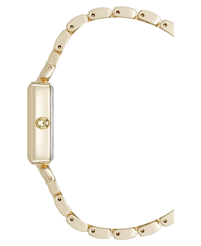 Anne Klein Women's Quartz Rectangular Roman Numeral Gold-Tone Metal Alloy and Black Dial Watch, 23mm