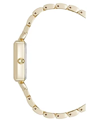 Anne Klein Women's Quartz Rectangular Roman Numeral Gold-Tone Metal Alloy and Black Dial Watch, 23mm