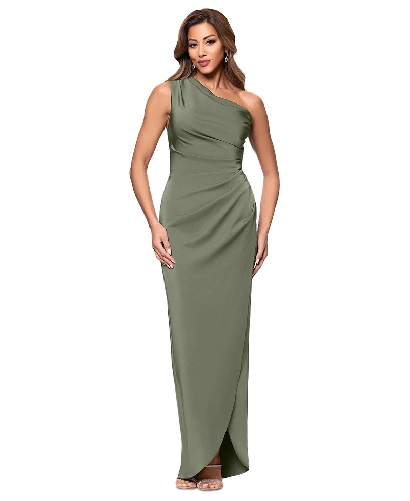 Xscape Women's Asymmetric One-Shoulder Satin Gown