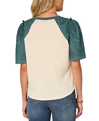 Democracy Women's Embroidered Puff-Sleeve Top