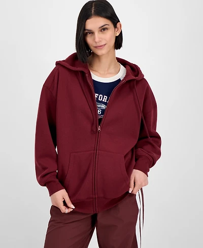 Hippie Rose Juniors' Oversized Full-Zip Hoodie