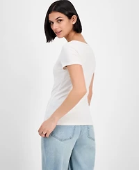 Hippie Rose Juniors' Ribbed Henley Longline T-Shirt