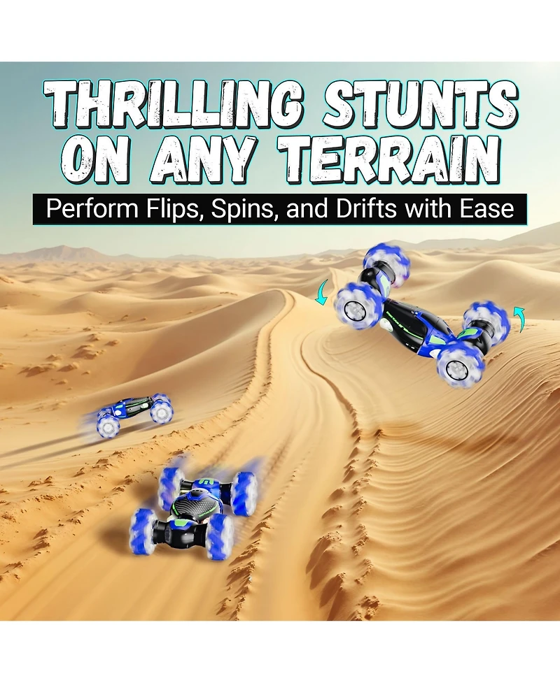 Contixo Cobra Speed Crawler Rc Stunt Car, 4WD, Led Lights, Music, 360 Spins, Ages 8+