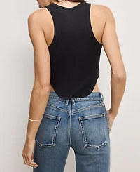 Good American Women's Lightweight Rib-Knit Racer Tank Top
