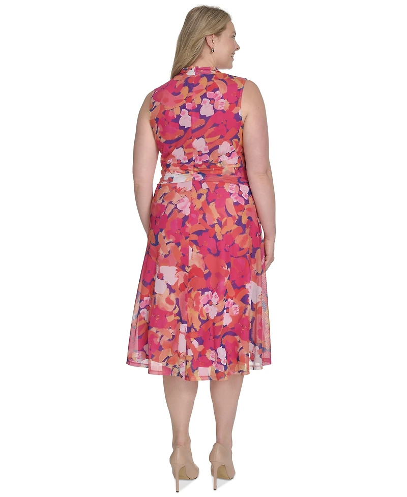 Jessica Howard Plus Floral Surplice-Neck Midi Dress