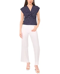Sam & Jess Women's V-neck Twist-Front Short Sleeve Top