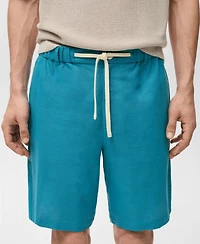Mango Men's Linen Bermuda Drawstring Shorts