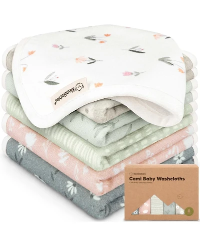 KeaBabies 6-Pack Cami Baby Washcloths for Newborn, Cotton Face Wash Cloths Babies, Soft & Absorbent Bath Towels
