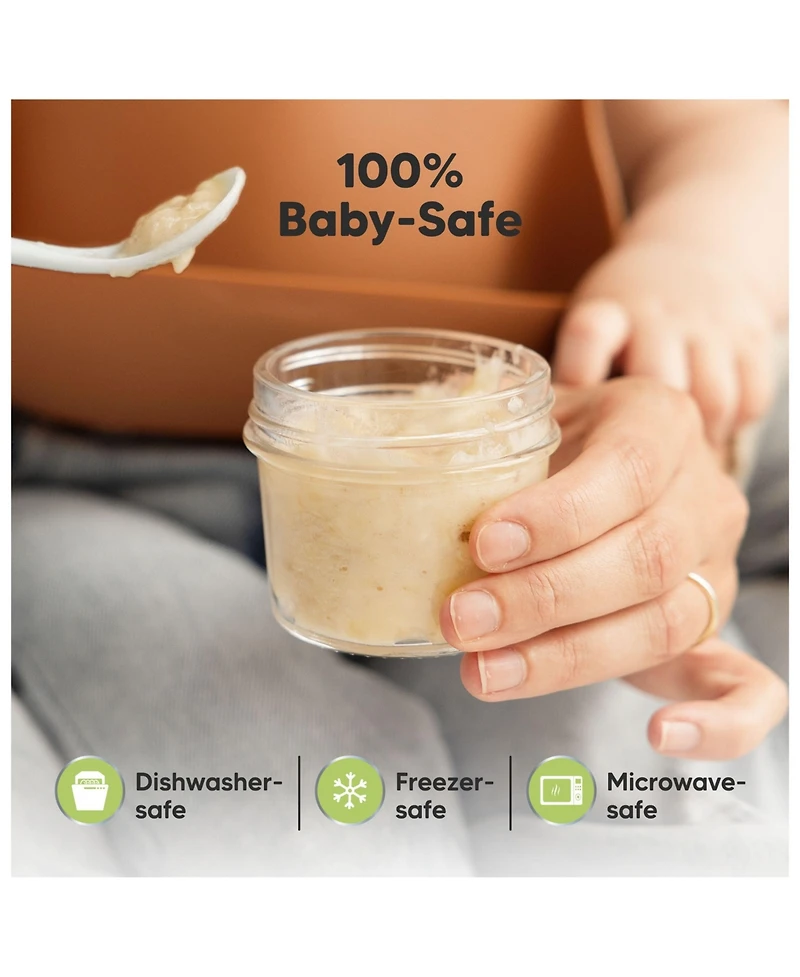KeaBabies 12pk Prep Baby Food Storage Containers, 4 oz Leak-Proof, Bpa Free Glass Jars for Feeding