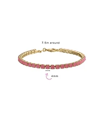 Bling Jewelry Classic 12CTW Prong Basket Set Solitaire Round Cubic Zirconia Cabochon Cz Tennis Bracelet Gold Plated 7.5 Inch
