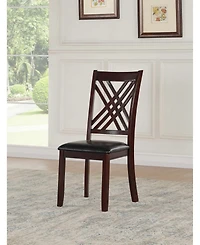 Set of Two Upholstered Faux Leather Cross Back Dining Side Chairs